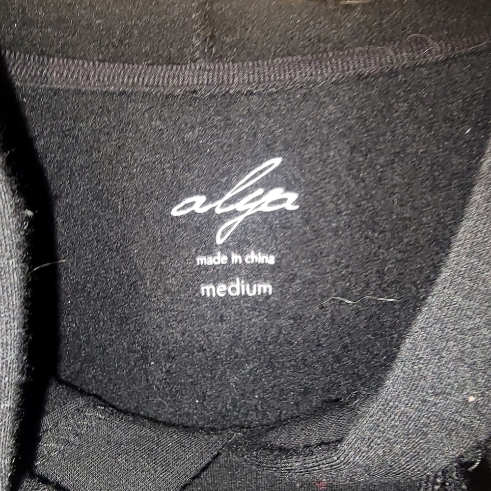 Misses sz M Alya black hooded Sweatshirt lace up sides - Picture 3 of 6